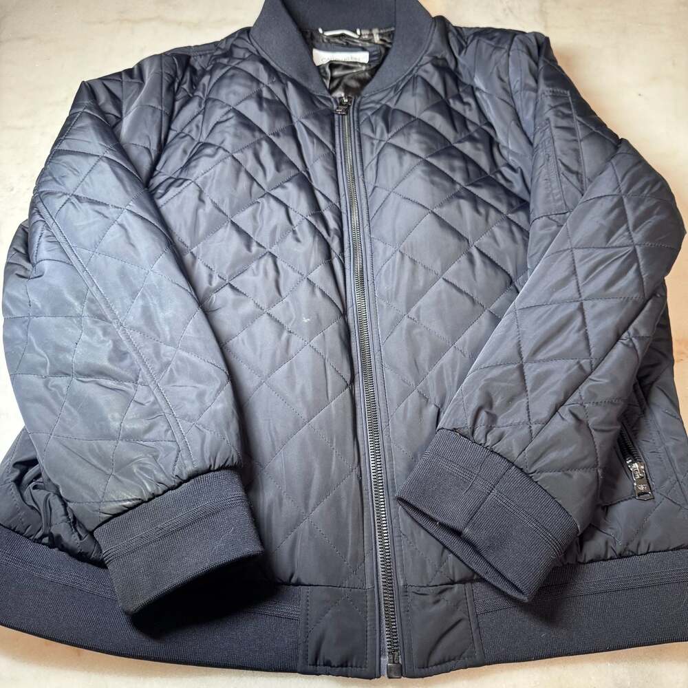 Calvin Klein Black Quilted Bomber Jacket with Sleeve Zipper Pocket